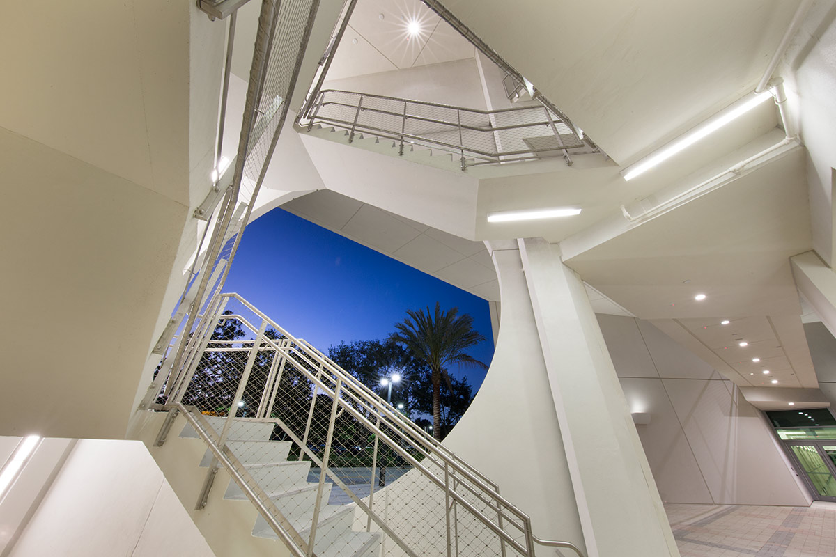 Architectural dusk view of the UM Frost School of Music - Miami, FL 